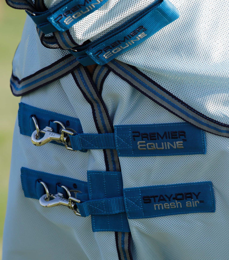 Premier Equine Stay-Dry Mesh Air Fly Rug with Surcingles Blue