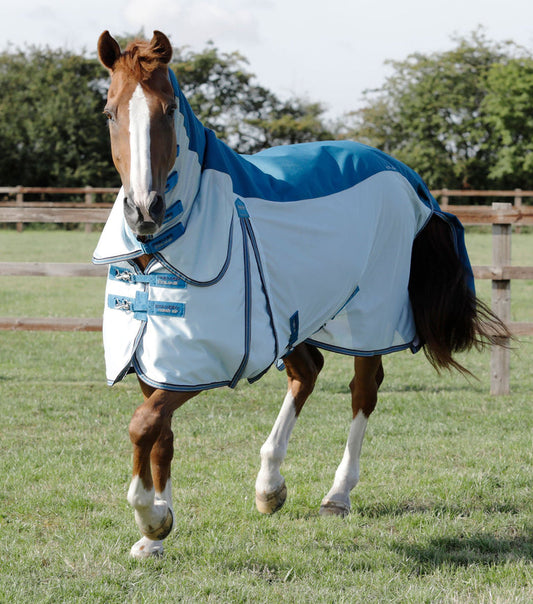 Premier Equine Stay-Dry Mesh Air Fly Rug with Surcingles Blue